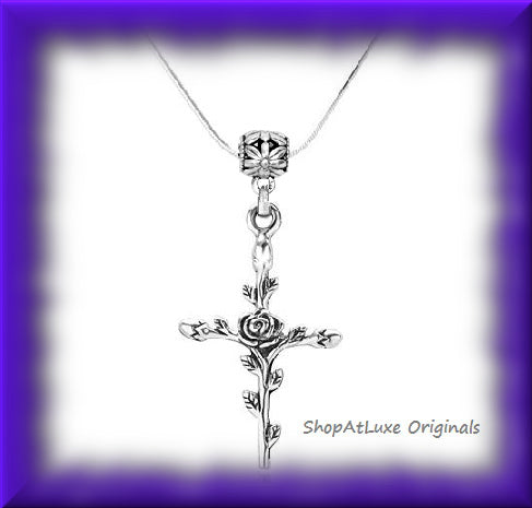 Cross And Roses Steel And Leather Choker Necklace