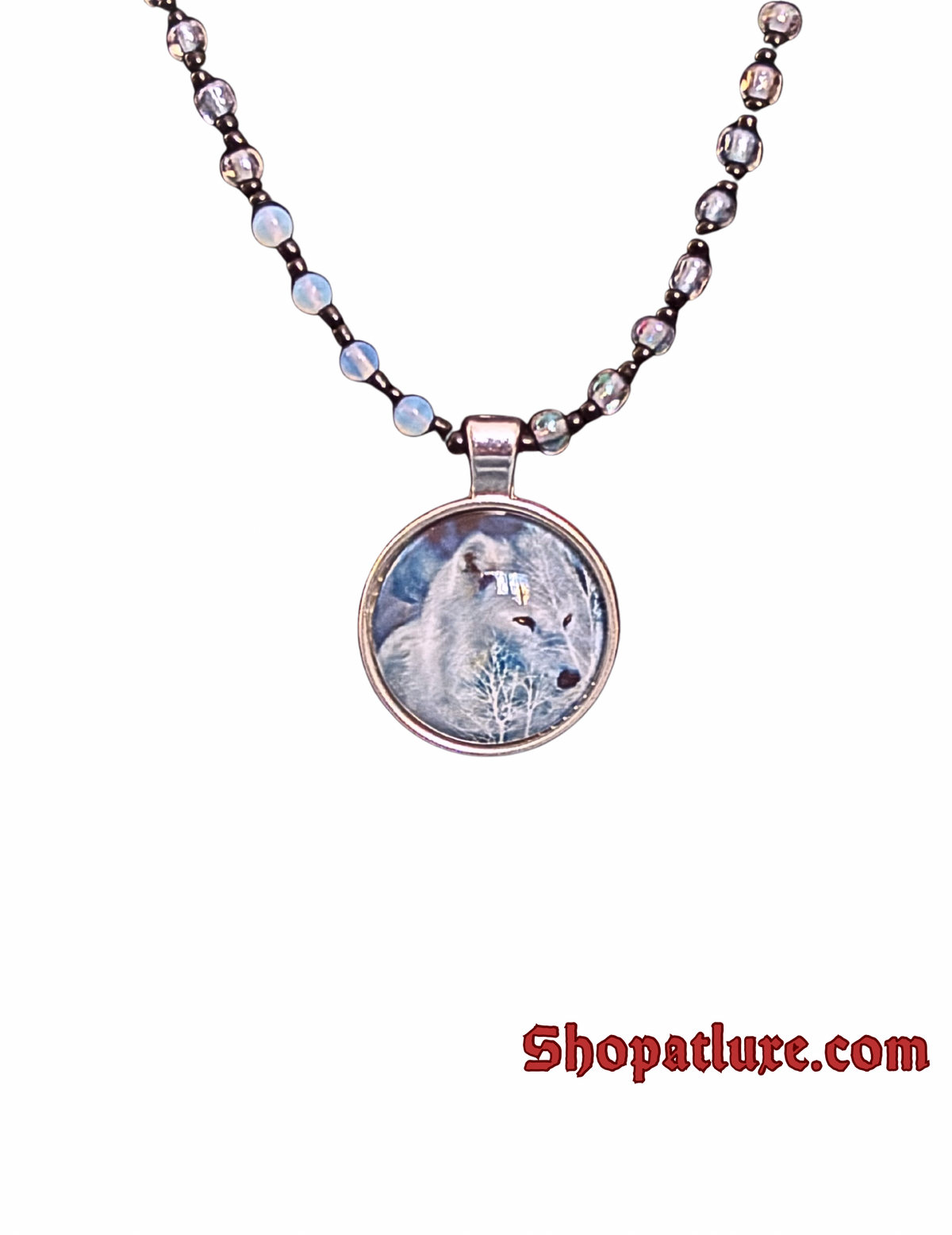 White Wolf Moonstone Necklace