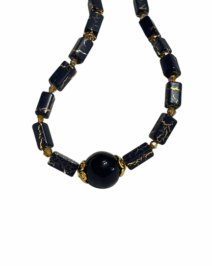 Genuine Onyx Round Hand beaded Beaded Necklace