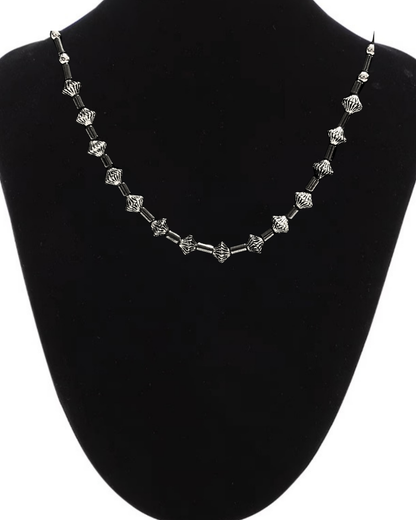 Hematite and Silver Beaded Necklace