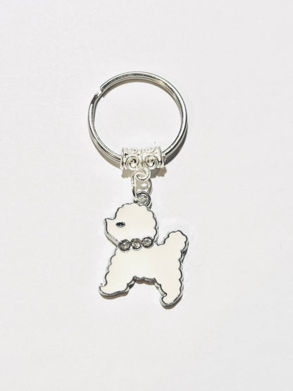 White Poodle Charm Keychain
