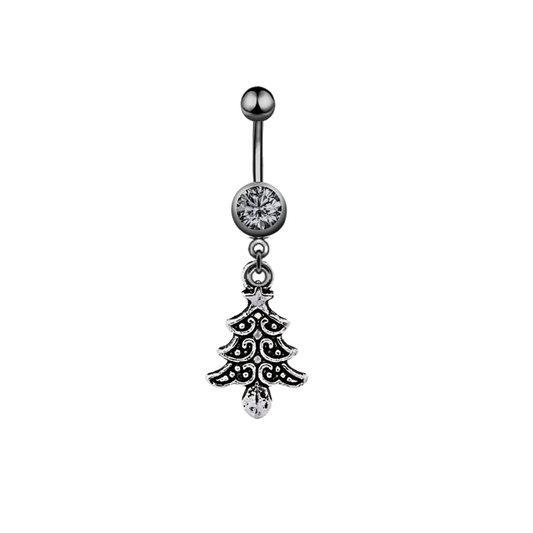 14g S Steel Holiday Tree Belly Ring