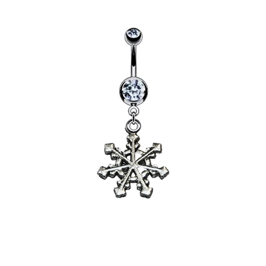 14g S Steel Snowflake Belly Ring