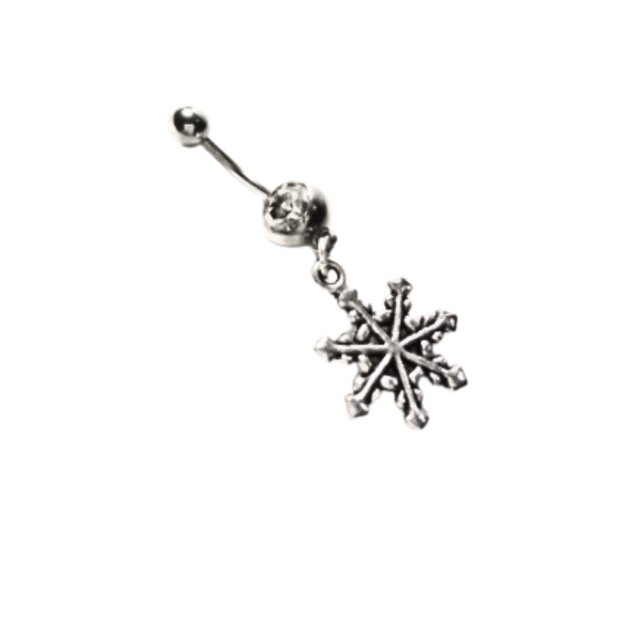 14g S Steel Snowflake Belly Ring