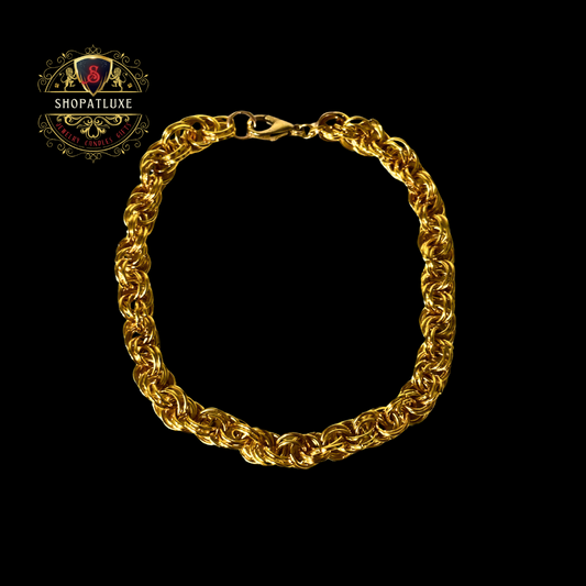 14kt Gold Mens Hand Woven Bracelet