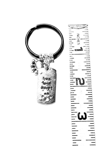 Live Love Adopt Charm Keychain