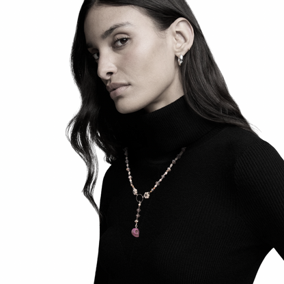 Purple Skull Hand Beaded Lariat Necklace