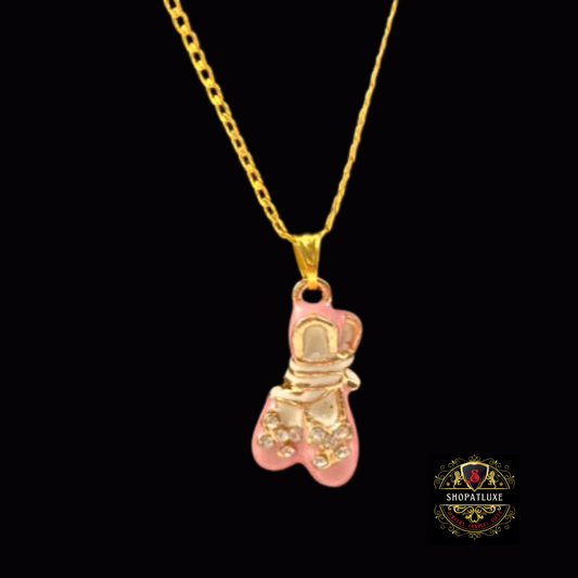 Pink Ballet Slippers 14kt Gold Necklace