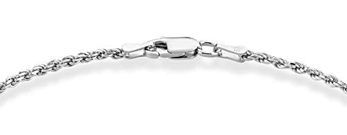 Miabella Solid 925 Sterling Silver Italian 2mm, 3mm Diamond-Cut Braided Rope Chain Bracelet for Women Men, Made in Italy