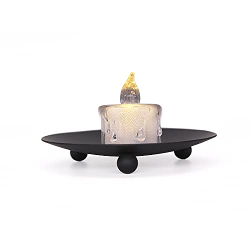 Candle Holder Decorative Iron Plate,Candle Stand for LED & Wax Candles,Spa,Bathroom,Weddings,4.33x0.78inch,Set of 3 (Matte Black)