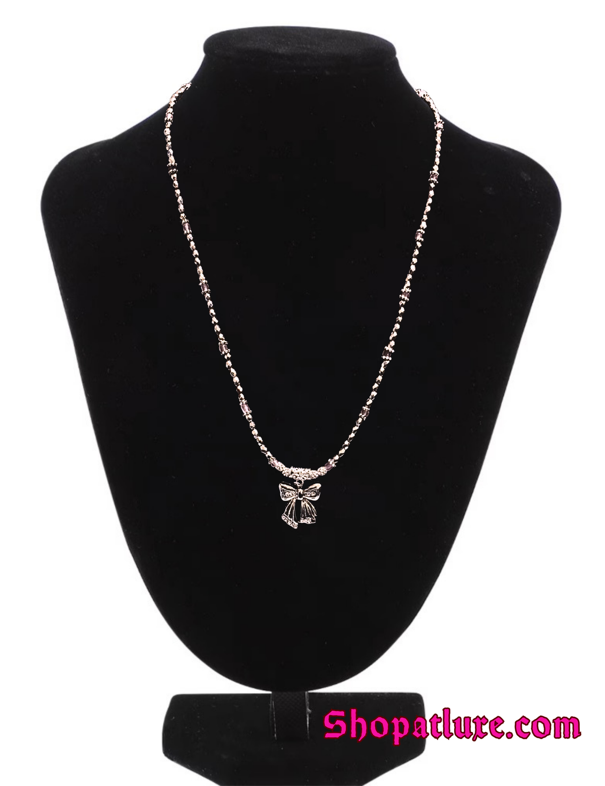Hand Beaded Bowtie Necklace