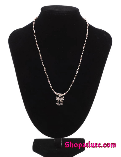 Hand Beaded Bowtie Necklace