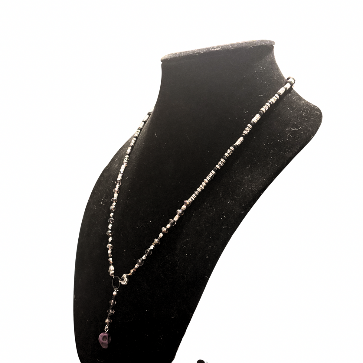 Purple Skull Hand Beaded Lariat Necklace
