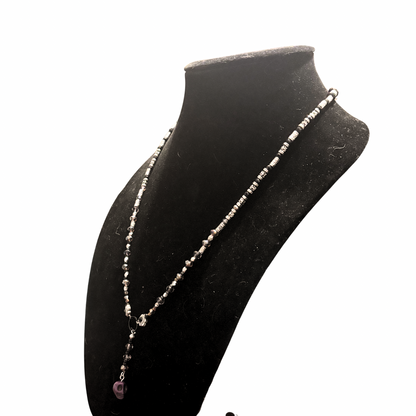 Purple Skull Hand Beaded Lariat Necklace