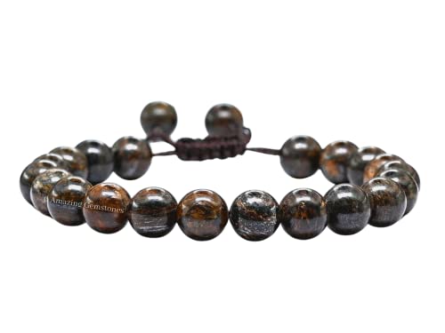 Copper Hematite Bracelet for Women Men's Gifts - Protection Healing Crystal Bracelet - 8mm Gemstone Beaded Adjustable Bracelet Pulseras Para Hombres Mujer Stocking Stuffers