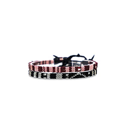 Surfer Beach Bracelet Set Men & Women - Braided Boho Summer Bracelets - Handmade Festival Jewelry - 100% Waterproof & Adjustable - Friendship Gift - Ethnic Hippie Style (Black & White)