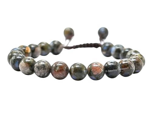 Copper Hematite Bracelet for Women Men's Gifts - Protection Healing Crystal Bracelet - 8mm Gemstone Beaded Adjustable Bracelet Pulseras Para Hombres Mujer Stocking Stuffers