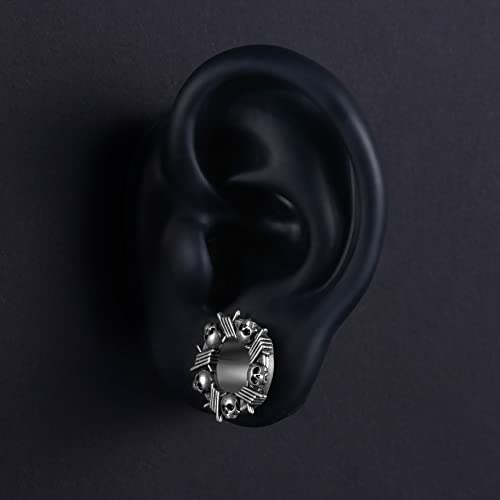 2PCS Surgical Steel Screw Fit Flesh Tunnels Skeleton Gothic Ear Expander Stretching Plugs Gauge 0G-1"(8mm-25mm)