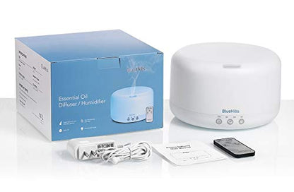 BlueHills Premium 2000 ML XL Essential Oil Diffuser Aromatherapy Humidifier for Large Room Home 40 Hour Run Huge Coverage Area 2 Liter Extra Large Capacity Diffuser Dark Wood Grain (E003)