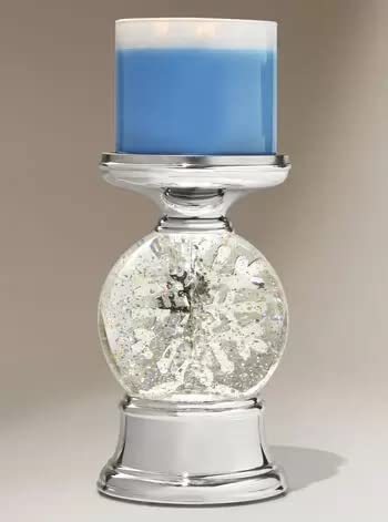 Bath & Body Works Candle Holder Compatible and White Barn 3-Wick Candles - 2021 Winter & Christmas - Select Your Favorite! (Candle NOT Included) - Water Globe Snowflake Pedestal