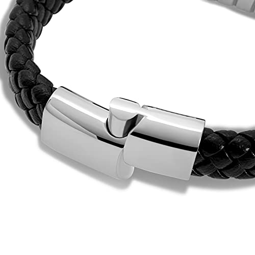 SERASAR Premium Leather Bracelet Men | Stainless Steel Magnetic Clasp | Three Colors | Jewelry Box Included