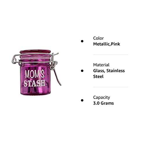 Airtight Glass Mini 2.5'' tall Storage Jar with Clamping Lid (Mom's Jar), Metallic,Pink (SJM24)