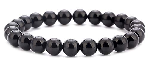 Hamoery Men Women 8mm Natural Stone Lava Rock Diffuser Bracelet Elastic Yoga Agate Beads Bracelet Bangle