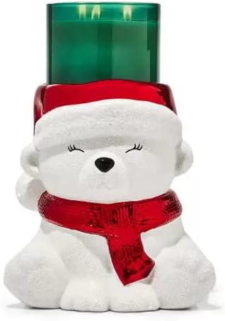 Bath & Body Works Candle Holder Compatible and White Barn 3-Wick Candles - 2021 Winter & Christmas - Select Your Favorite! (Candle NOT Included) - Santa Bear Pedestal