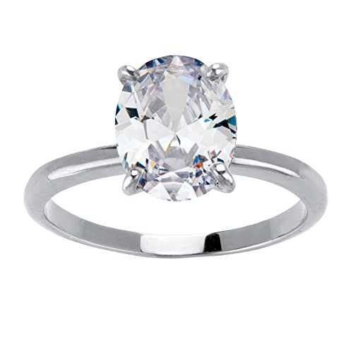 PalmBeach Yellow Gold-plated Platinum-Plated or Silvertone Round Cubic Zirconia Solitaire Engagement Ring Sizes 5-10