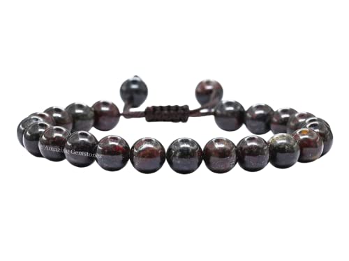 Copper Hematite Bracelet for Women Men's Gifts - Protection Healing Crystal Bracelet - 8mm Gemstone Beaded Adjustable Bracelet Pulseras Para Hombres Mujer Stocking Stuffers