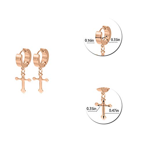 Men Women Stainless Steel Cross Earrings Set Dangle Hinged Earrings of Dangle Hinged Earrings Cross hoop Earrings