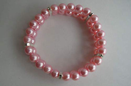 2 Row Pearl Dog Necklace Collar for Pets, Bling Cat Wedding Collar, Rhinestone Pet Jewelry for Small Dogs, Teacup Chihuahua Yorkie Clothes Costume Outfits Accessories (Pink, 7-Inch)