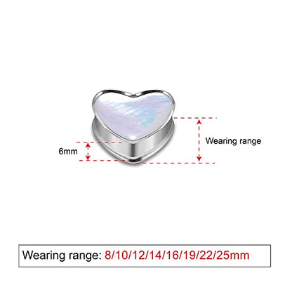 2PCS 8mm-25mm Pearl Shell Ear Gauges Saddle Tunnels 316L Stainless Steel Teardrop Heart Shape Double Flared Plugs Expander Stretcher Piercing