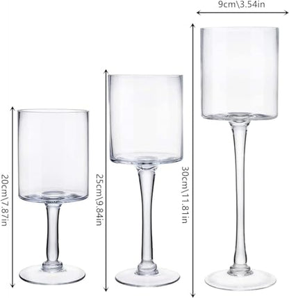 Glass Candleholders Tea Light Candle Holders Clear Wedding Weddings Hurricane Tall Elegant Ideal for Dining Party Home Decor Parties Table Settings Gifts Different Sizes (1 Set Small Clear)