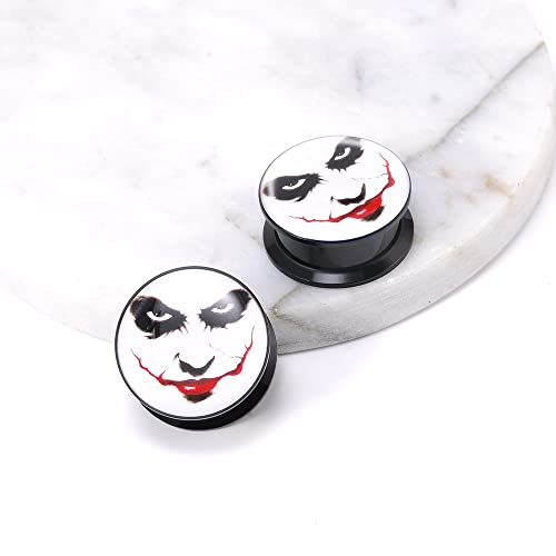 1 Pair Acrylic Solid Screw On Ear Plugs Tunnels Santa Muerte Death Goodness Resin Allergy Free Stretcher For Women Men Body Piercing Jewelry