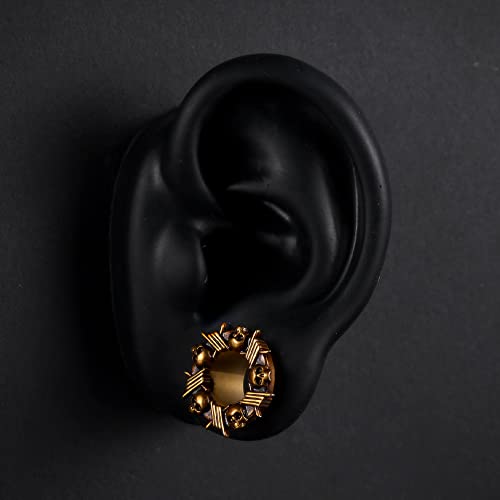 2PCS Surgical Steel Screw Fit Flesh Tunnels Skeleton Gothic Ear Expander Stretching Plugs Gauge 0G-1"(8mm-25mm)