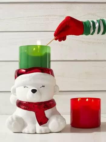 Bath & Body Works Candle Holder Compatible and White Barn 3-Wick Candles - 2021 Winter & Christmas - Select Your Favorite! (Candle NOT Included) - Santa Bear Pedestal