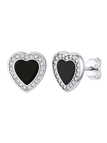 FaithHeart Sterling Silver Viking Runes Earrings for Men Women Black Onyx Stud Earrings Norse Mythology Amulet Jewelry with Gift Box