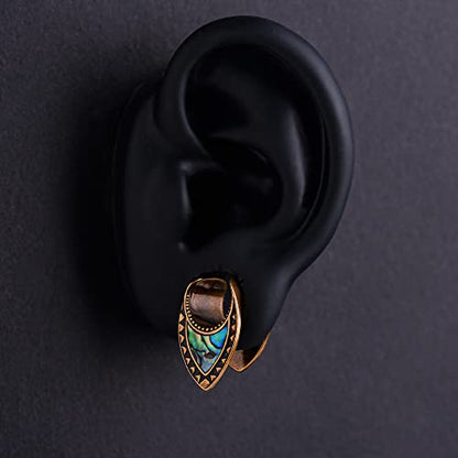 2PCS Opening Saddle Plugs Opal Ear Gauges Tunnels For Sretcher Expander Ears Elegant Floral Double Flared Piercing Earrings For Women 0g-1"