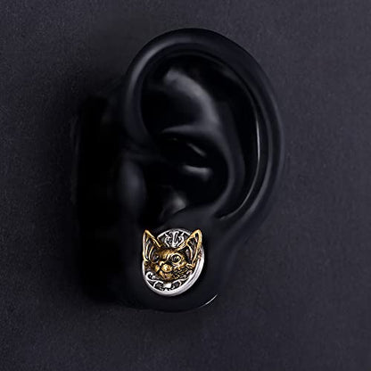 1 Pair Retro Ear Gauges Screw Fit Plug Flesh Tunnels Cat Fox Elephant Stretcher Earrings Hanger Expander Piercing Jewelry 8mm-25mm