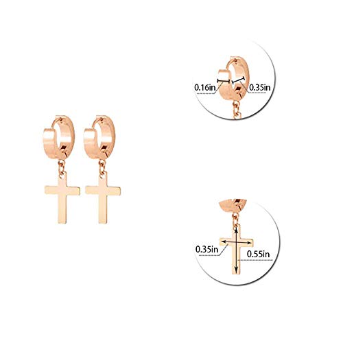 Men Women Stainless Steel Cross Earrings Set Dangle Hinged Earrings of Dangle Hinged Earrings Cross hoop Earrings