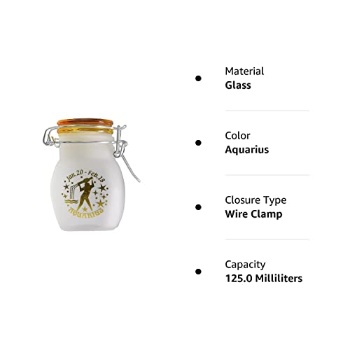 Zodiac Sign Quarter Oz (125ml) Smell Proof Airtight Glass Storage Jar, 3.25'' (Capricorn Astrology Sign)