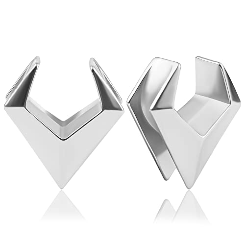 DOEARKO 2PCS Ear Gauges Cool Rhombus Saddle Ear Plugs Body Piercing Tunnels 316 Stainless Steel Hypoallergenic Earrings Plugs for Ears Expander Body Jewelry