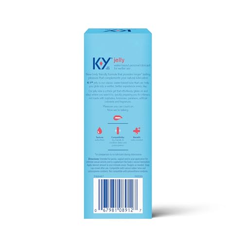 K-Y Jelly Water Based Lube For Sex, Anal Lube, Non-Greasy Water Based Personal Lubricant, pH Friendly Sex Lube Can Be Used With Sex Toys For Women & Male Sex Toys, Condom Friendly Personal Lube, 4 OZ