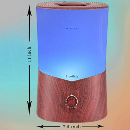 BlueHills Premium 2000 ML XL Essential Oil Diffuser Aromatherapy Humidifier for Large Room Home 40 Hour Run Huge Coverage Area 2 Liter Extra Large Capacity Diffuser Dark Wood Grain (E003)