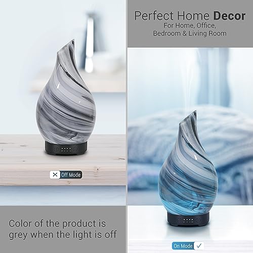 Essential Oil Diffuser 120ml Ultrasonic Aromatherapy Diffuser with Handmade Glass BPA Free, Auto Shut-Off 4 Timer Setting 7 Colors Changed LED for Home Yoga Office (Cobblestone)