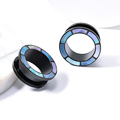 Blue Turquoise Stainless Steel Ear Flesh Tunnels Screw Fit Ear Gauges Stretcher Expander Piercing Jewelry