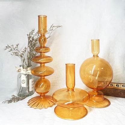 Candlestick Holders, Glass Candle Holders for Table Centerpiece, Taper Candle Stand Modern Style Black Candle Holder for Wedding Decor and Dinner Party (Color : Black)