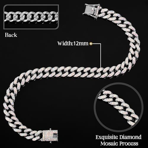 LEIFIDE Pink Crystal Dog Necklace Rose Gold Link Chain Collar for Small, Medium and Large Dogs 8 Inch