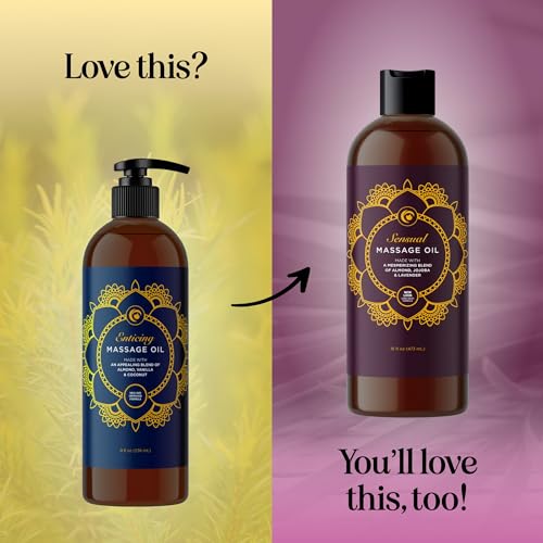 Aromatherapy Sensual Massage Oil for Couples - Relaxing Full Body Massage Oil for Date Night with Sweet Almond Oil - Vegan Lavender Massage Oil for Massage Therapy Smooth Gliding Formula 8 Fl Oz